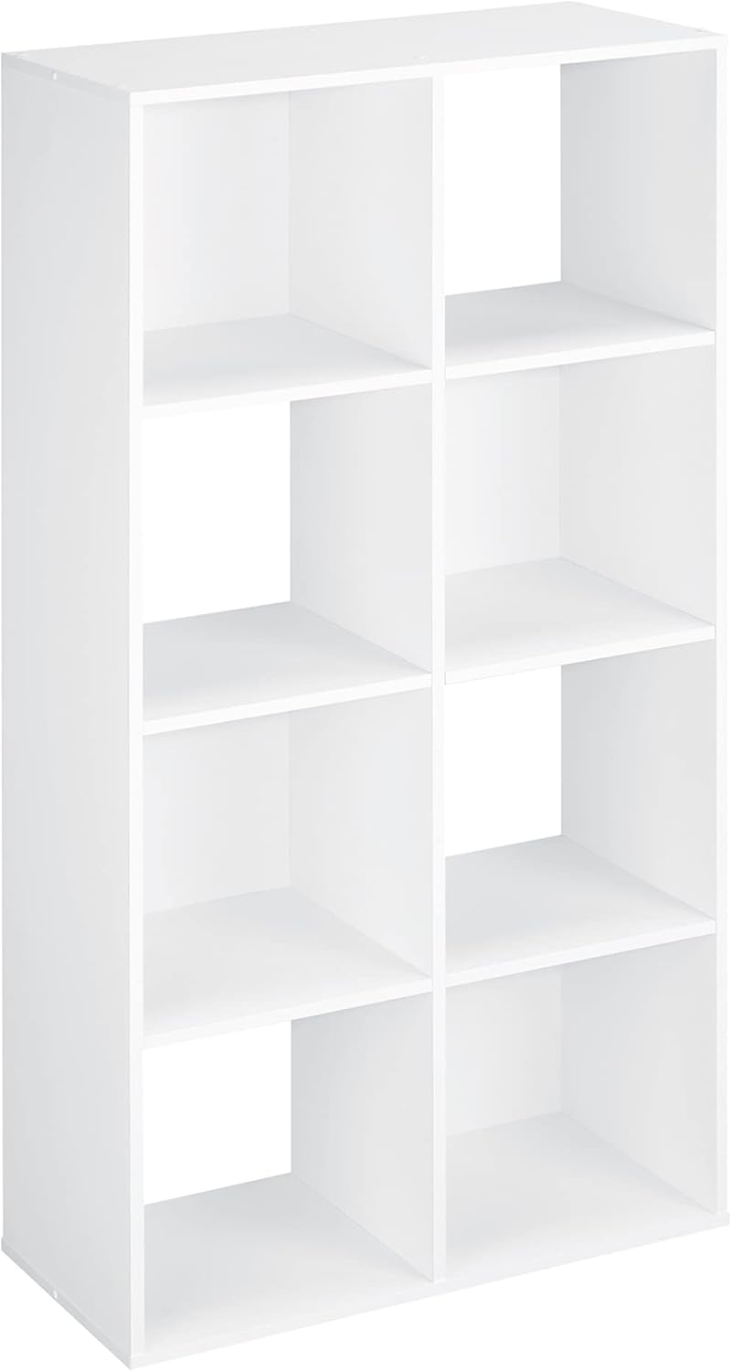 ClosetMaid 9 Cube Laminated Wood Reversible Stackable Open Bookcase Display Shelf Storage Organizer for Home and Office Organization, White