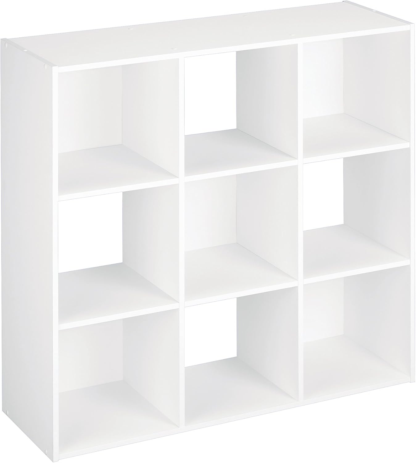 ClosetMaid 9 Cube Laminated Wood Reversible Stackable Open Bookcase Display Shelf Storage Organizer for Home and Office Organization, White