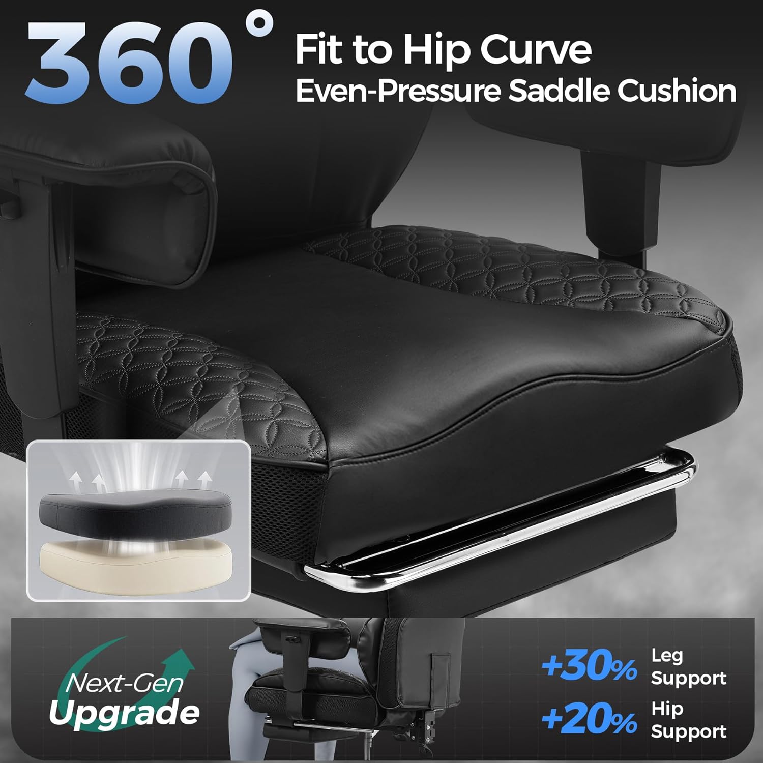 GTRACING Big and Tall Gaming Chair 400lbs Heavy Duty Office Chair with Foot Rest & Ergonomic Pocket Spring Lumbar Support, High Back 3D Saddle Shaped Cushion for Back Pain Relief, Matte-Black