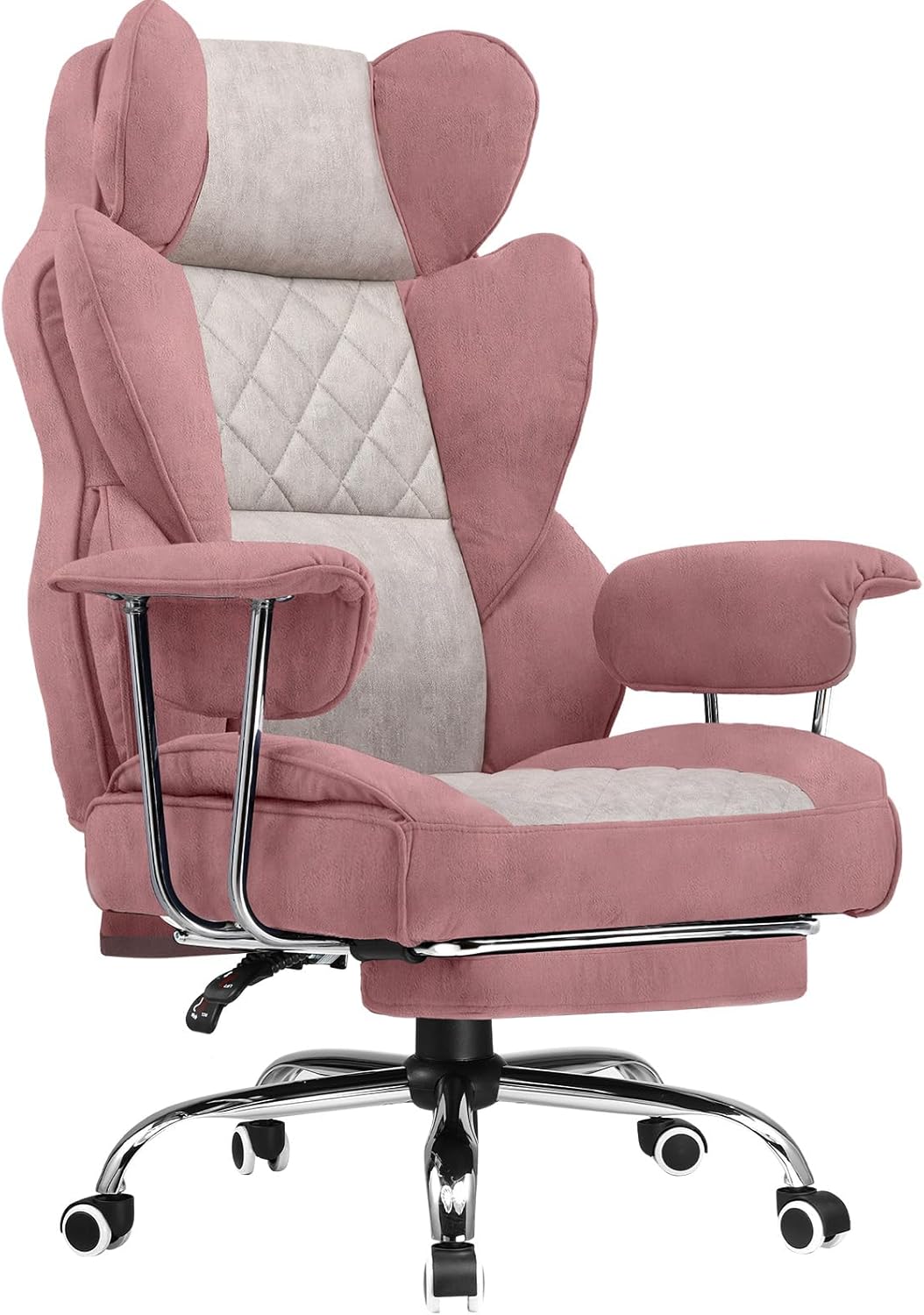 COMHOMA Big and Tall Office Chair, High Back Leather Gaming Chair with Footrest, Executive Ergonomic Office Chair with Pocket Spring Lumbar Support and with Outward Fixed Soft Armrests