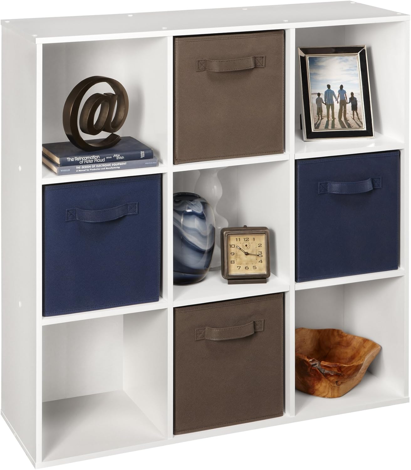 ClosetMaid 9 Cube Laminated Wood Reversible Stackable Open Bookcase Display Shelf Storage Organizer for Home and Office Organization, White